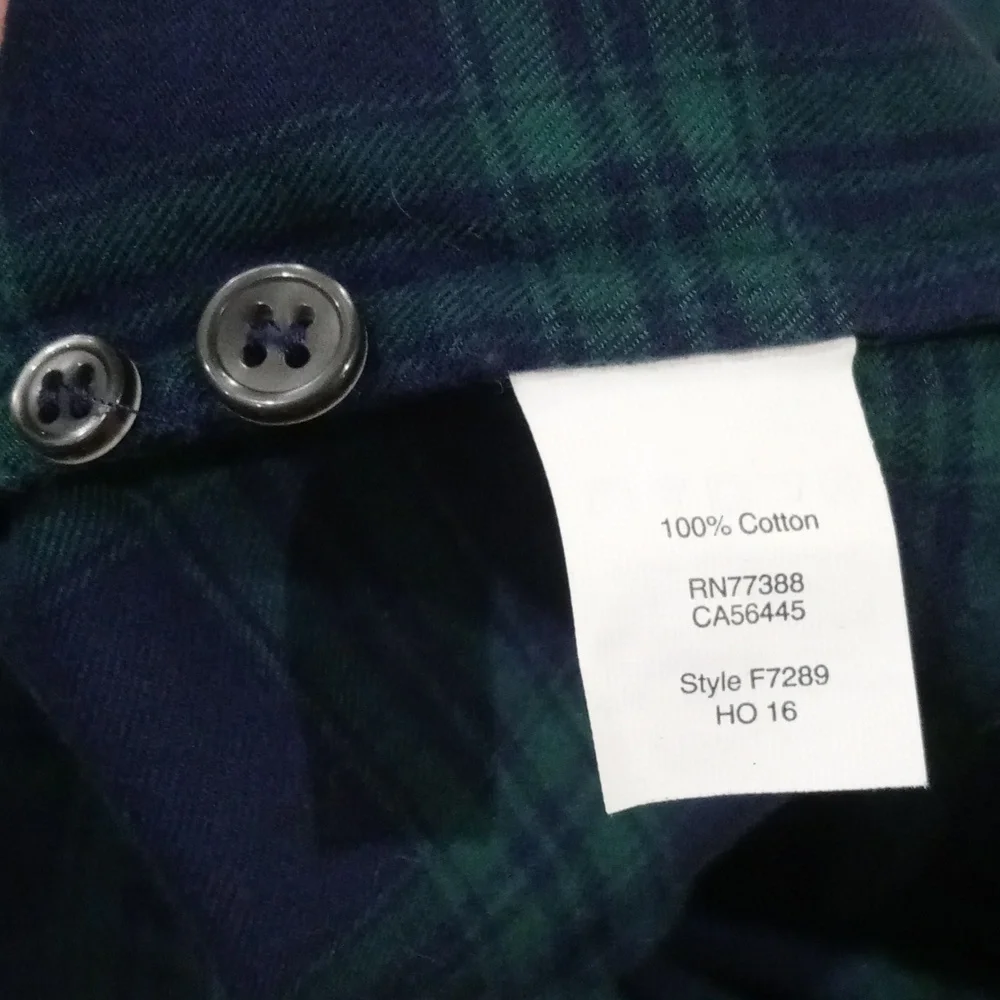 J. Crew Women' Boy Fit Navy Blue & Green Plaid Long Sleeve Button Down Shirt XS - Picture 6 of 9